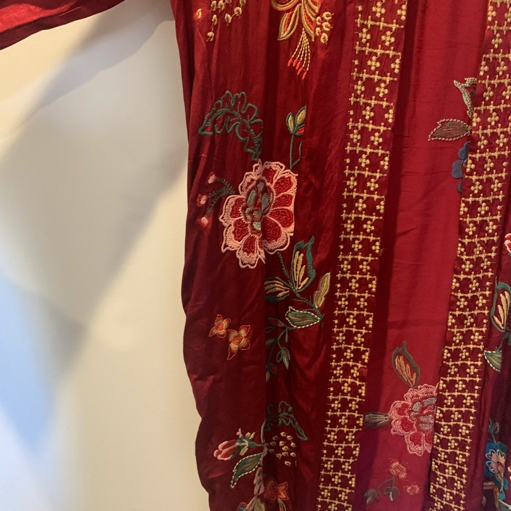 Johnny Was Red Floral Embroidered Kimono/Duster - Picture 7 of 12